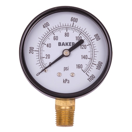 Baker Instruments LVBNA-160P Pressure Gauge, 0-160 PSI LVBNA-160P
